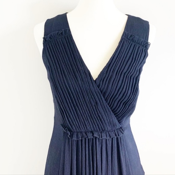 Tory burch navy blue pleated silk dress - Picture 3 of 6